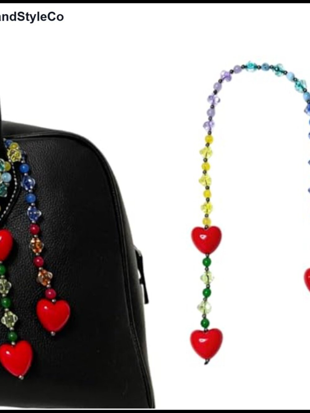 Heart charm beaded keychain natural stone 17 inch